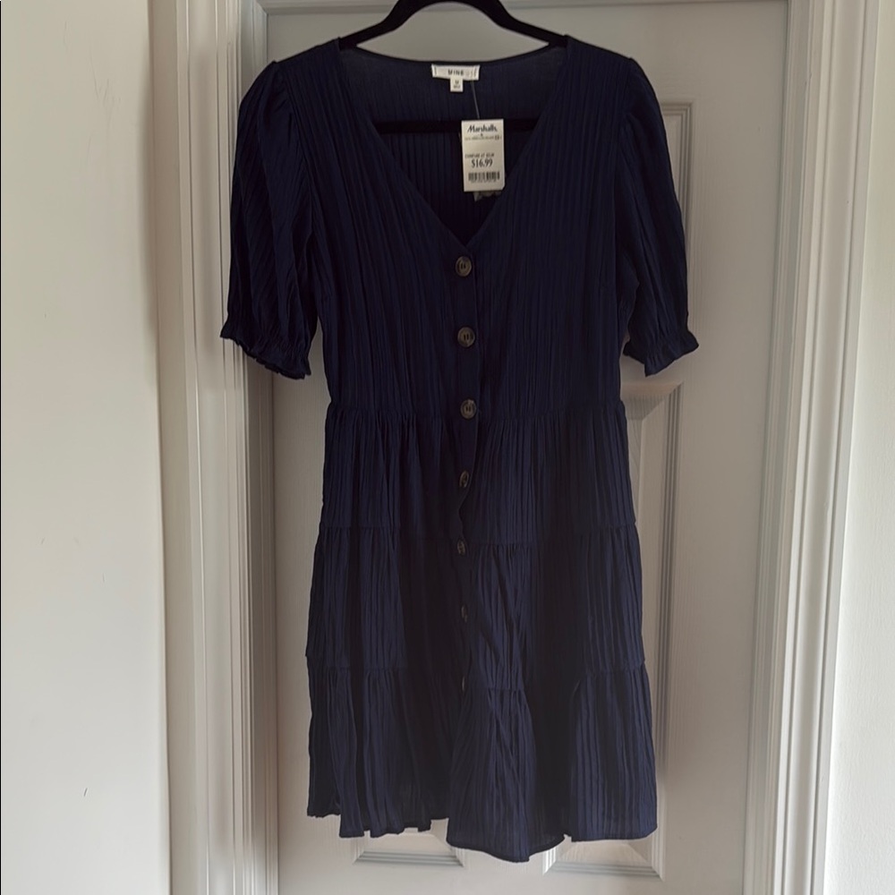 Mine Blue Puff Sleeve Mini Sundress